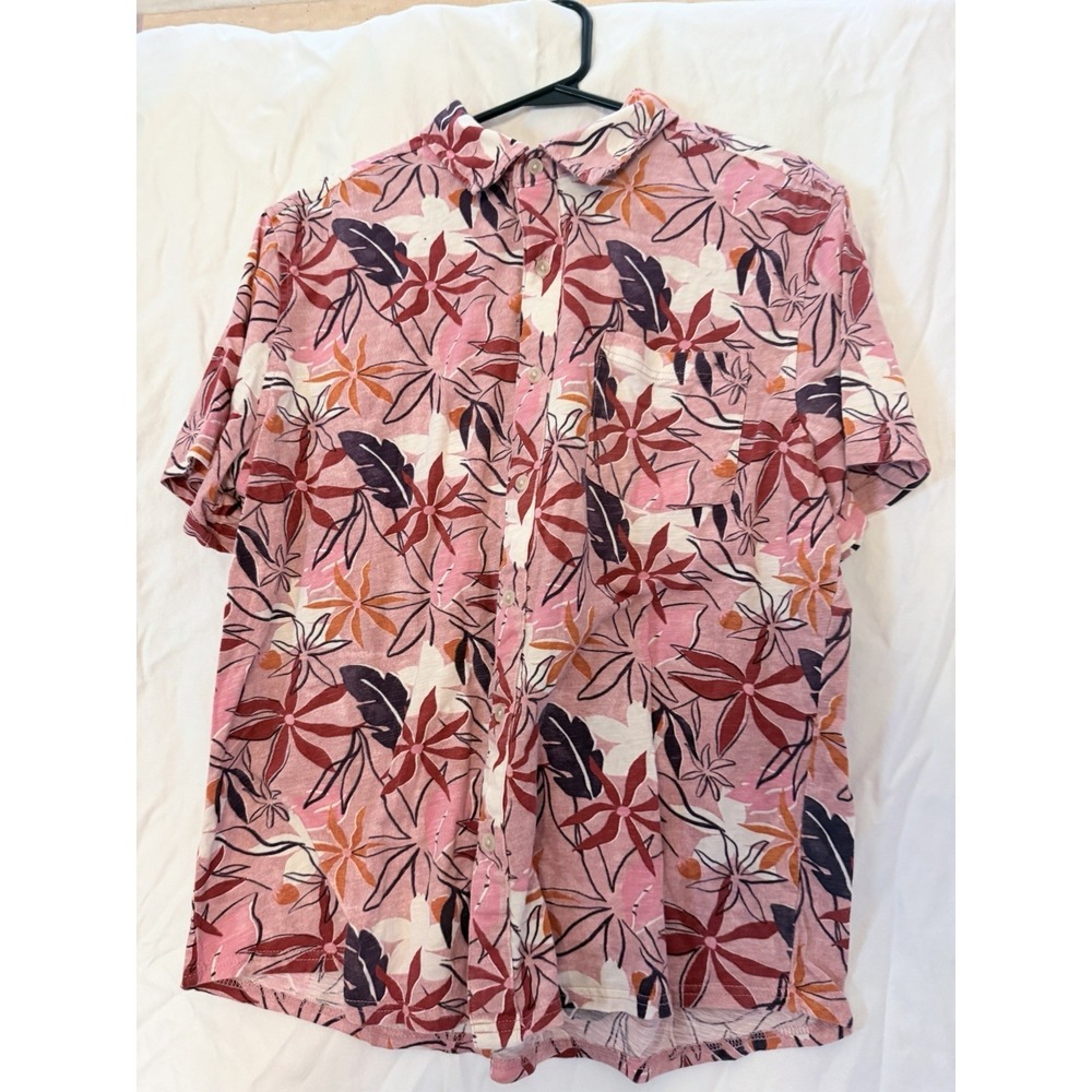 Goodfellow & Co Men's Short Sleeve 100% Cotton Button Down Shirt Size L Hawaiian